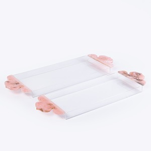 Classic Resin Acrylic <b>Serving</b> Tray <b>Set</b> of 2 Pcs with Multifunction Design Resin Handle for <b>Serving</b> Giveaway United Trade World - Product Image 2