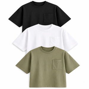 T-shirt Homme 100% Coton Vintage Respirant 120g à Manches Courtes avec Poche Avant Décontracté Col Rond Coupe Oversize à Motif Haut d'Été - Product Image 3
