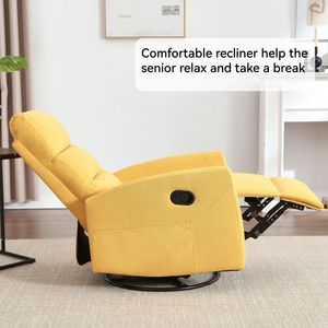 Manual <b>Recliner</b> Chair with Rocker and Swivel Yellow Fabric for Living Room Perfect Comfor - Product Image 5