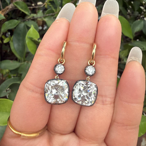 14K Yellow Gold Cushion Cut Lab Grown Diamond Hoop Earrings 5.0 CT Each <b>Large</b> Statement Diamond Hoops Luxury Bridal Jewelry <b>Gift</b> - Product Image 6