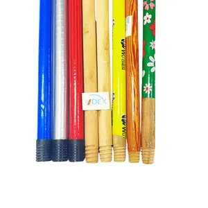 Hot sale broom handle stick or mop stick 100 natural for all of market around the world - lot of type as panda, color, raw stick