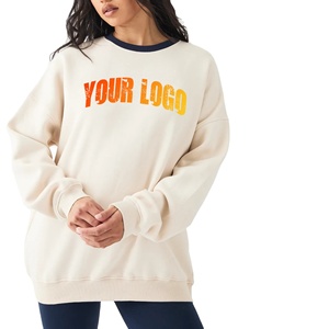 Custom made 100% cotton ladies sweatshirt custom Embroidered logo High Quality <b>Drop</b> Shoulder casual wear Women's Sweatshirt - Product Image 5