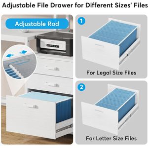Bureau informatique ergonomique de 63 pouces avec tiroir de rangement, support d'écran et espace pour imprimante, finition bois élégante - Product Image 6