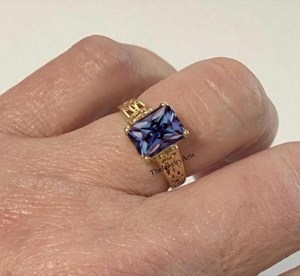 Bague en Alexandrite, Alexandrite changeante de couleur violette, Bague de fiançailles et de promesse en vermeil or 14 carats, Bijoux en pierres d'Alexandrite - Product Image 6
