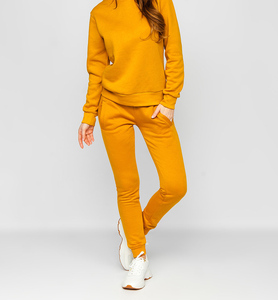 Pantalones Deportivos Casuales de Color Amarillo Mostaza para Mujer, con Bolsillos Laterales, Cintura Elástica, Corte Ajustado, Largos, de Algodón - Product Image 3