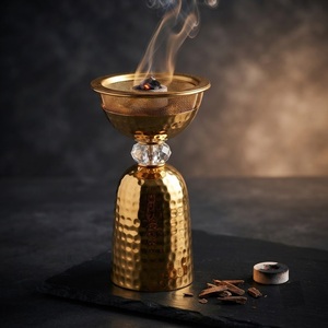 Luxury Arabic <b>Bakhoor</b> Burner Gold Silver Electroplated Censer Hammered Metal Mubkhar For <b>Oud</b> Charcoal Aromatherapy Ramadan Decor - Product Image 6