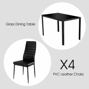 Juego de Comedor de 5 Piezas con Estructura Metálica y Cubierta de Vidrio, Elegante Juego de Comedor - Product Image 5