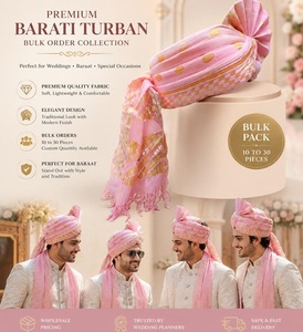 Turbante Barati Rosa al por Mayor, Safa Pagdi para Invitados de Boda, Accesorio Tradicional Indio para Novios con Acabado de Tela Elegante - Product Image 2