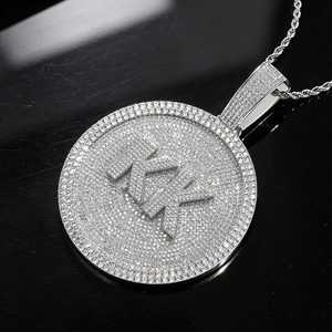 จี้เงินแท้ 925 สลักอักษรตามสั่ง ประดับเพชรโมอิสซาไนต์ VVS ทรงกลม แบบ Iced Out เครื่องประดับฮิปฮอป - Product Image 2