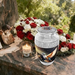 Artisan Crafted Adult Aluminum Funeral Cremation <b>Keepsake</b> Urn <b>Memorial</b> Ash Storage Featuring Premium Elegant Surface - Product Image 1