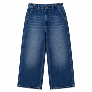 Jeans en denim 100% coton pour homme, coupe ample, jambe large, taille mi-haute, personnalisés |   Pantalon décontracté vintage streetwear hip-hop coupe ample - Product Image 1