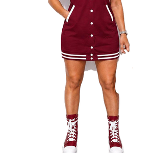 Premium DST S-2XL Sports Style Summer Baseball Shirt Mini <b>Dress</b> Women Short Sleeve Button Bodycon Casual <b>Dress</b> Streetwear - Product Image 2