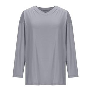 Haut décontracté pour femme, grande taille, col rond, manches régulières, couleur unie, 100 % polyester, tissu tissé, coupe ample, toutes saisons - Product Image 5