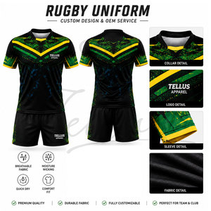 Uniformes de Rugby Personalizados en Oferta, Diseño Sublimado de Color Sólido, Manga Corta, Transpirable, de Secado Rápido, para Hombre Adulto, Nueva Llegada - Product Image 6