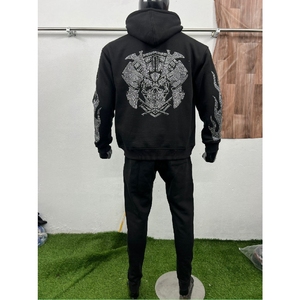 Cheap rate Stylish Rhinestone Sweat Suit Men USA Bling <b>Tracksuit</b> Hoodie Jogger Set Affordable Wear - Product Image 3