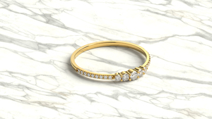 Anillo minimalista de oro de 18 quilates con cinco diamantes redondos graduados para mujer, con banda de diamantes redondos, anillo de media eternidad, joyería fina. - Product Image 3