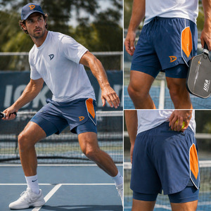 Men’s 2 in 1 Pickleball Shorts Quick Dry 4 Way Stretch <b>Compression</b> Liner Gym Athletic Shorts Manufacturer - Product Image 6