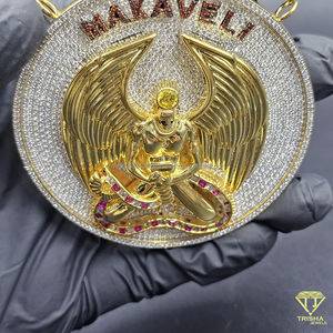 Pendentif médaillon aile d'ange Makaveli de luxe, style hip-hop, bijou tendance inspiré des célébrités, pendentif de fête brillant - Product Image 4