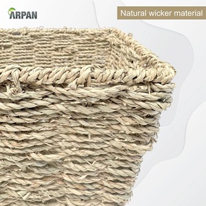 <b>Square</b>-shaped seagrass <b>basket</b> for storing odds and ends Handmade <b>Storage</b> <b>Basket</b> Wholesale eco-friendly Made in Viet Nam - Product Image 4