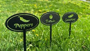 Simple iron Plant Stakes With Copper Tags For Herb Labeling Garden Use - Product Image 4