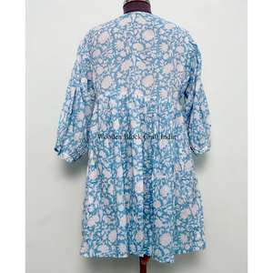 Blusa Maxi de Algodón Estampada a Mano para Mujer, Cómoda, Transpirable, Ecológica, con Diseños Elegantes, Estilo Bohemio, Estampado Floral Japonés para Chicas - Product Image 6