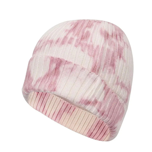 Gorro de Punto Acanalado con Efecto Tie-Dye Rosa, 100% Acrílico, Unisex, Casual, para Invierno, Talla Adulto 56-58CM - Product Image 6
