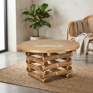 Table basse en bambou moderne, élégante et luxueuse avec plateau en bambou - Pièce maîtresse idéale pour la décoration du salon dans les villas - Product Image 5