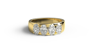 Anillo de Diamantes de Corte Ovalado de Oro de 18K de Lujo, Anillo de Media Eternidad para Aniversario, Anillo de Declaración, Joyería Fina - Product Image 1