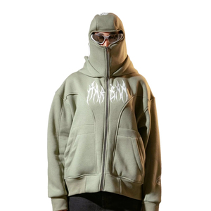 2026 Sweat à capuche d'hiver en coton pour homme, style balaclava, zippé intégral, coupe oversize, personnalisable, vierge pour impression, vente en gros - Product Image 2