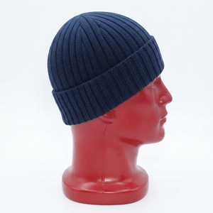 MEYBA SPORTS <b>Navy</b> Blue Solid Color Hand-Knitted Beanie <b>Hat</b> Adults Unisex Winter Warm Cuffed Skull Cap Casual 100% Acrylic - Product Image 6