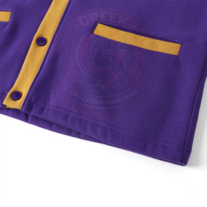 Cardigan tricoté violet pour homme avec broderie dorée Psi Phi et rayures, pull à manches longues, col en V, coupe classique - Product Image 3