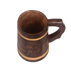 Taza de Vino Clásica Vintage con Asa, Hecha a Mano en Madera Natural, para Cerveza, Té o Café, Procedente de la India, Ideal para Fiestas - Product Image 2