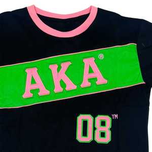 Chemise en jersey athlétique noir AKA pour femmes, haut à col rond premium brodé de lettres grecques - Product Image 5