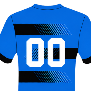 Camiseta de Rugby Azul Rey y Negra de Manga Corta con Cuello Redondo, Uniforme de Equipo a Rayas, Personalizable, Transpirable, para Entrenamiento y Rendimiento Atlético - Product Image 4