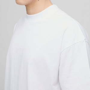 T-shirt blanc en coton pour homme, 230g, col rond, anti-boulochage, manches courtes, coupe décontractée, motif lettres, style formel, vente en gros - Product Image 5