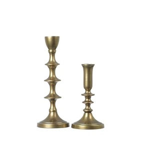 Distressed Metal Pillar Stand Industrial Chic Wedding Decoration Textured <b>Brass</b> Finish <b>Candlesticks</b> Holder Brutalist Home Decor - Product Image 3