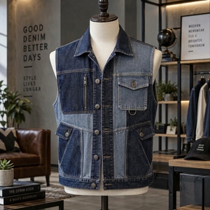 <b>Men</b> <b>Denim</b> <b>Vest</b> Made With Durable Cotton <b>Denim</b> Fabric Sleeveless Design Button Front Closure Comfortable Fit And Reinforced - Product Image 5