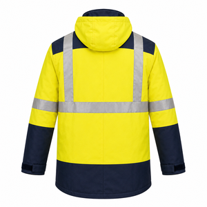 Veste de sécurité haute visibilité réfléchissante, imperméable, à capuche, jaune, en tissu Oxford, unisexe, pour le travail industriel, personnalisable, vente en gros - Product Image 3