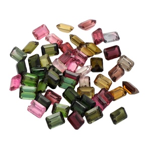 Piedras preciosas de turmalina de grado fino, octágonos facetados de 6x8mm, turmalina multicolor, piedras preciosas sueltas, lote al por mayor, rubelita de calidad 3A - Product Image 1
