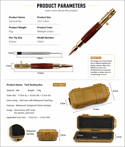 Outdoor Stationery Gift Set Tactical Plastic Gel Pen with Blue/Gold Ink Waterproof Storage Case EDC Portable Writing <b>Kit</b> 0.5mm - Product Image 4