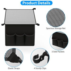 Tear-Resistant Hanging <b>Storage</b> Net for Camping Table 35.43x23.62 Folding Table Net Bag with 3 Side Pockets and 4 <b>Corner</b> Clips - Product Image 5