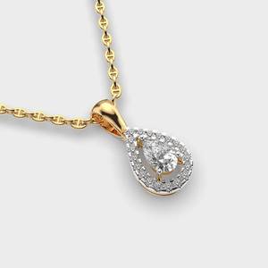 จี้เพชรโมอิสซาไนต์ทรงหยดน้ำสีเหลืองทองคำขาวประดับเพชรแบบ Iced Out VVS ตัวเรือนแบบ Claw Setting สำหรับผู้หญิง สไตล์คลาสสิก - Product Image 1