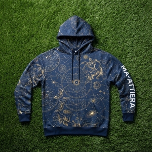 Sudadera con Capucha Azul Marino para Hombre con Estampado Gráfico Celestial Dorado, Sudadera Personalizada de Estilo Urbano - Product Image 6