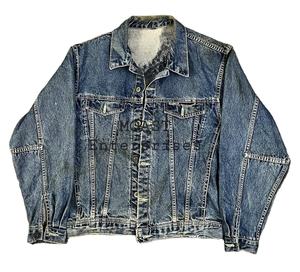 Veste en jean vintage personnalisée pour l'hiver, style formel et streetwear décontracté, avec broderie imprimée patchwork et décoration boutonnée - Product Image 1