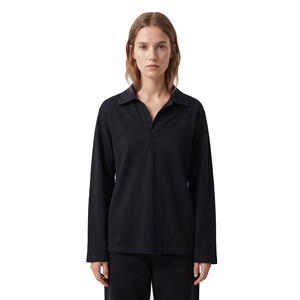 เสื้อโปโลแขนยาวผู้หญิง สีพื้น ผ้าถัก ทรงหลวม คอปกพับได้ - Product Image 5