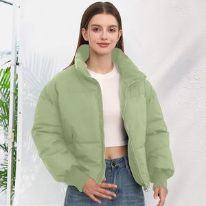 Veste matelassée verte pour femme, manches longues, fermeture éclair, couleur unie, manteau d'hiver de longueur normale, imperméable et respirant - Product Image 4