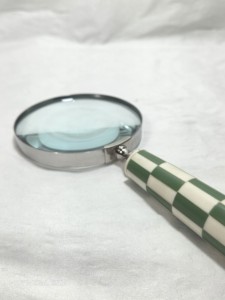 Loupe de poche vintage à poignée à carreaux verts, loupe de luxe, accessoire de bureau décoratif, cadeau de bureau, artisanat - Product Image 4