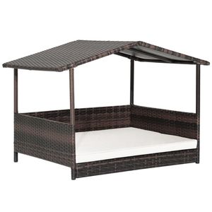 Cuccia per Cani in Rattan con Cuscino e Tettoia Impermeabile - Product Image 2