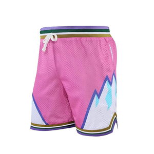 <b>Men's</b> <b>Pink</b> Woolen <b>Shorts</b> Breathable Elastic Waist Sporty Style Eco-Friendly Quick Dry Sublimation Transfer Print - Product Image 2