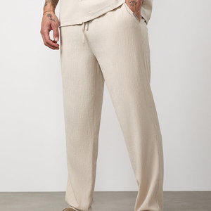 Lightweight Solid Color <b>Drawstring</b> Custom Print Embroidery Corduroy Eco-Friendly Basic Sports Casual Sweatpants - Product Image 1